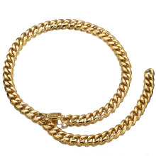 Fashion 13mm-19mm Rock Hip Hop Gold Plated  Appeal Chain Stainless Steel Jewelry Silver Necklace Collar
